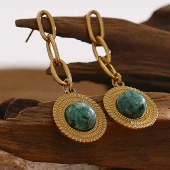 #38 Natural African Turquoise Earrings - Picture 1 of 10